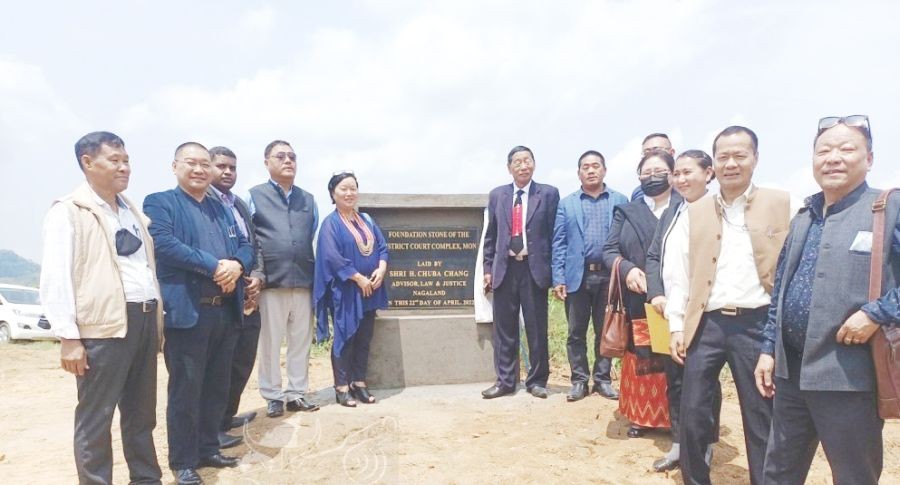 Advisor H Chuba Chang laid the foundation stone of District Court Complex and inaugurated the Judicial Officer's quarter at Mon on April 22. (DIPR Photo)